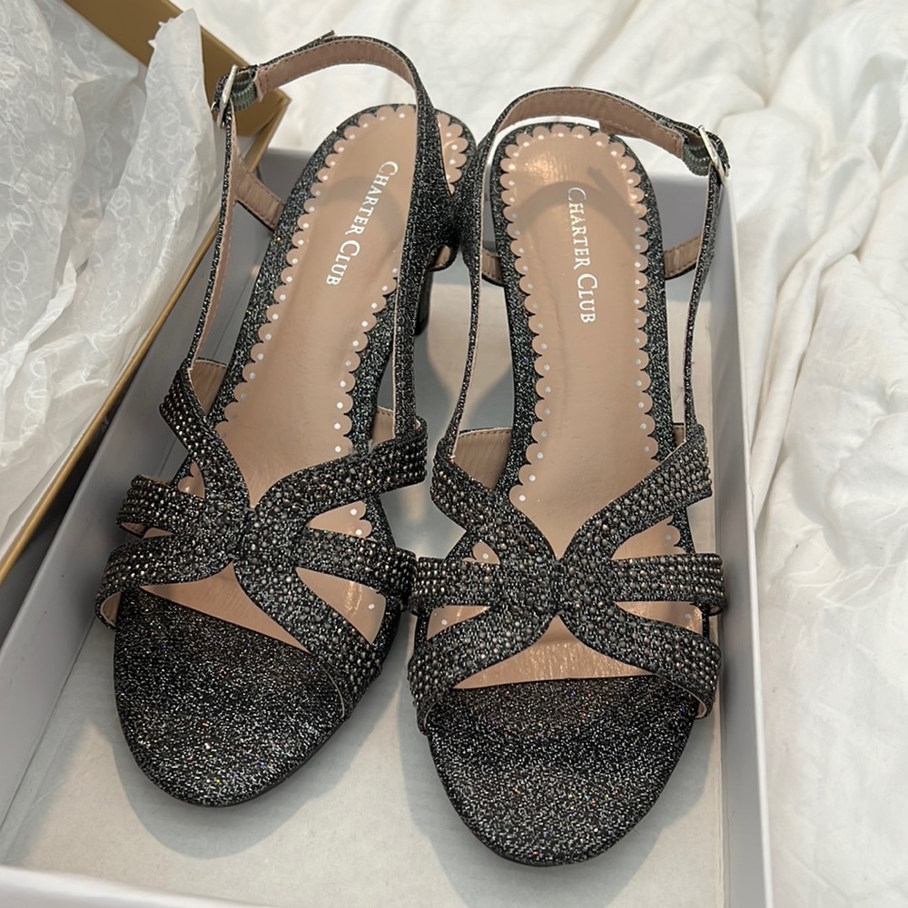 Charter Club Delilaa Fabric Open Toe Casual Slingback pewter
